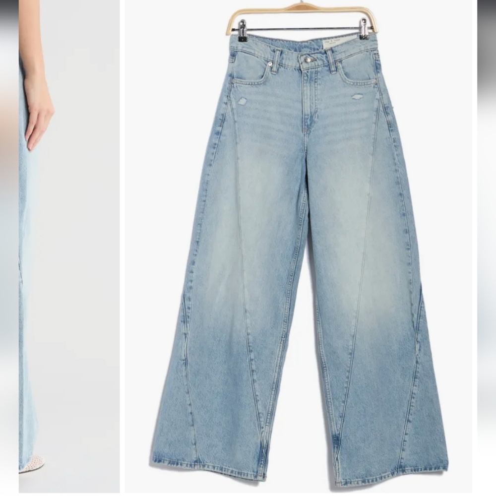 rag & bone The Serena High-Rise Splice Wide Leg Cotton 29 30 New - Picture 3 of 16